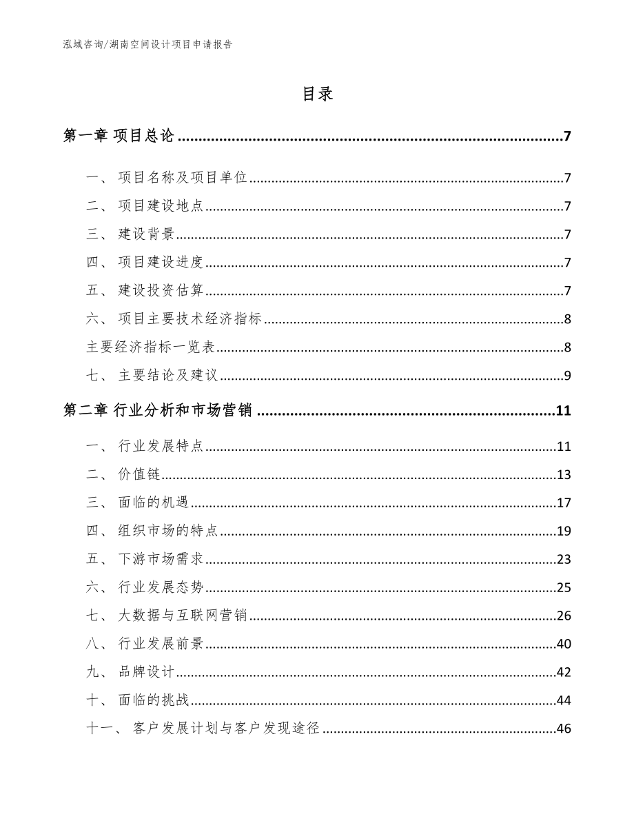 湖南空间设计项目申请报告范文_第1页