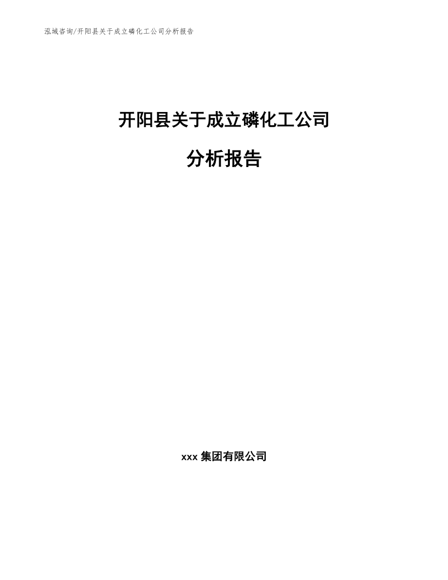 开阳县关于成立磷化工公司分析报告参考模板_第1页