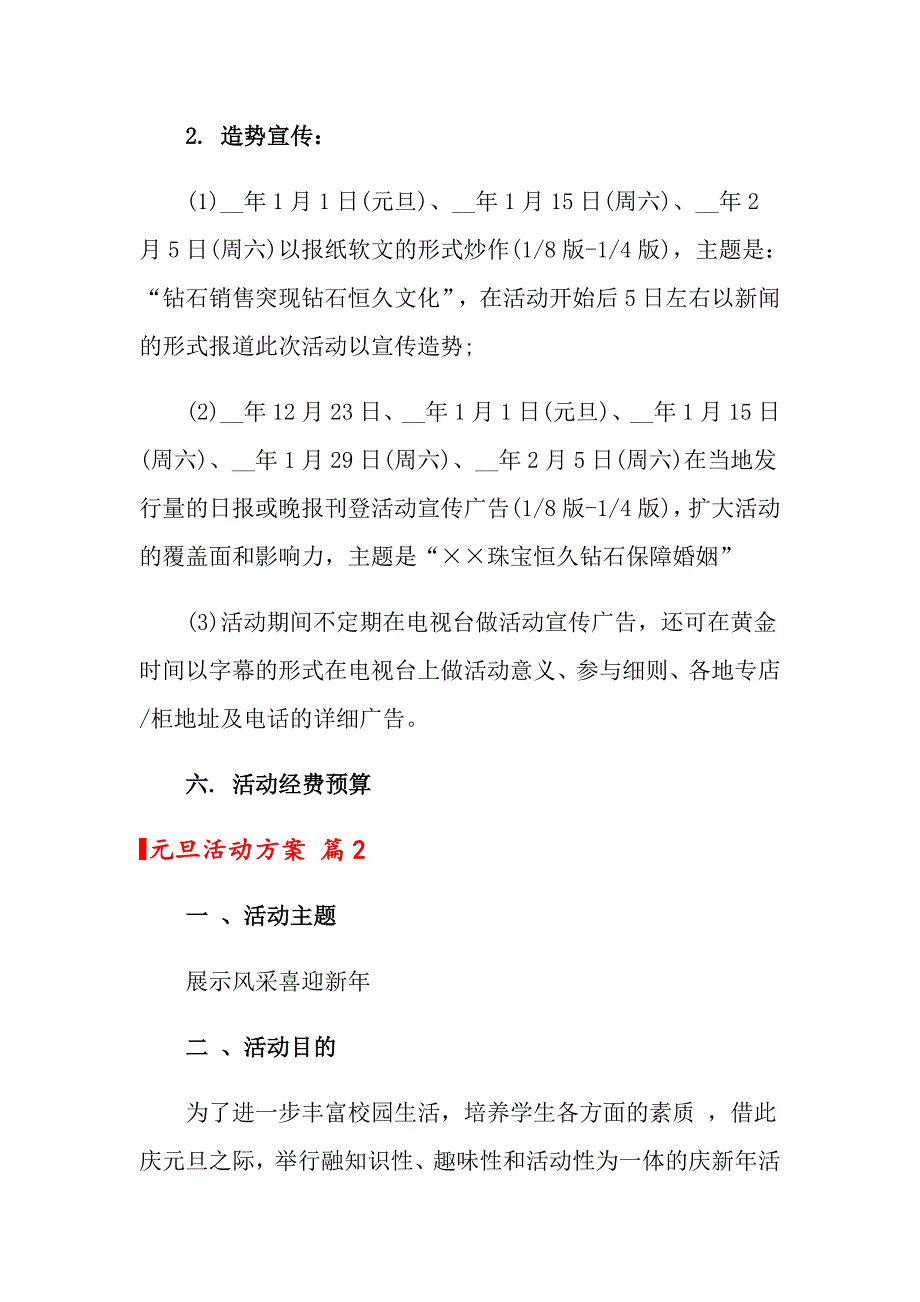 【精品模板】元旦活动方案模板锦集六篇_第3页