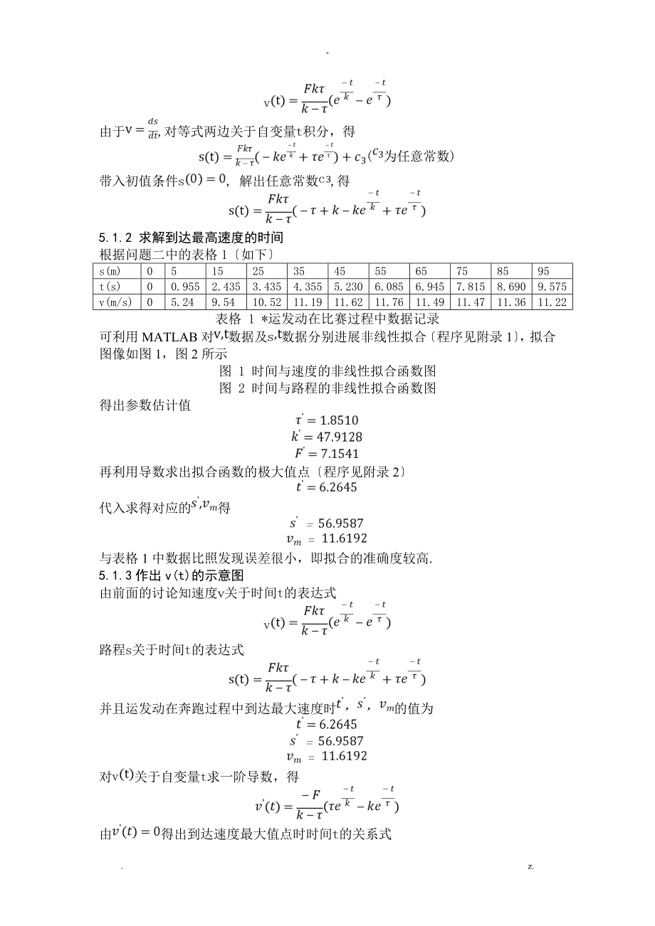 数学建模--短程赛跑中运动员速度变化情况_第4页