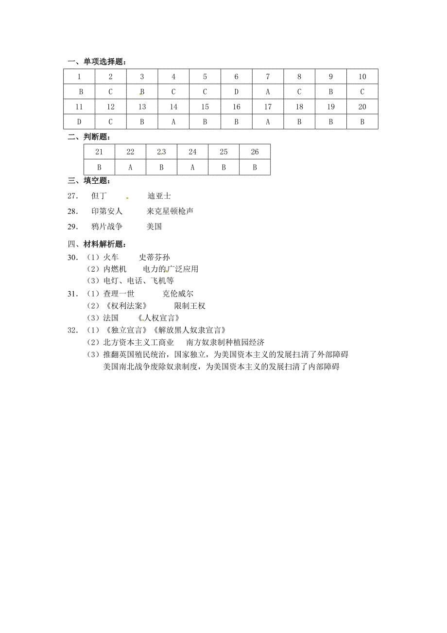 江苏省苏州景范中学2010-2011学年九年级历史上学期期中考试 苏教版.doc_第5页