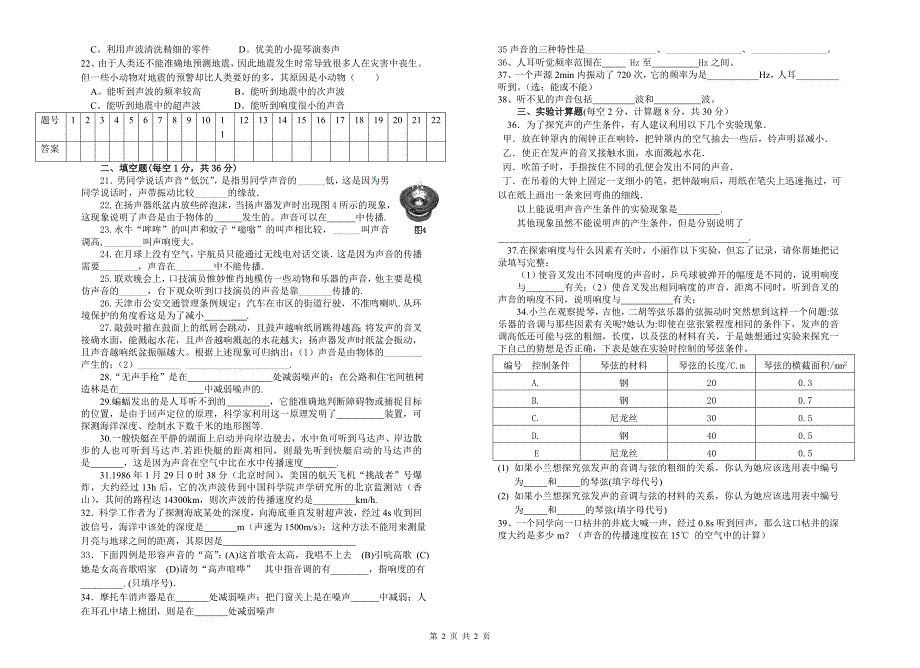 八年级物理声学测试题_第2页