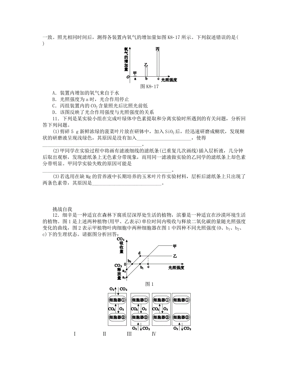 2022年高三一轮复习（基础巩固+能力提升+挑战自我）专讲专练 第8讲 光合作用 B（含详解）_第3页