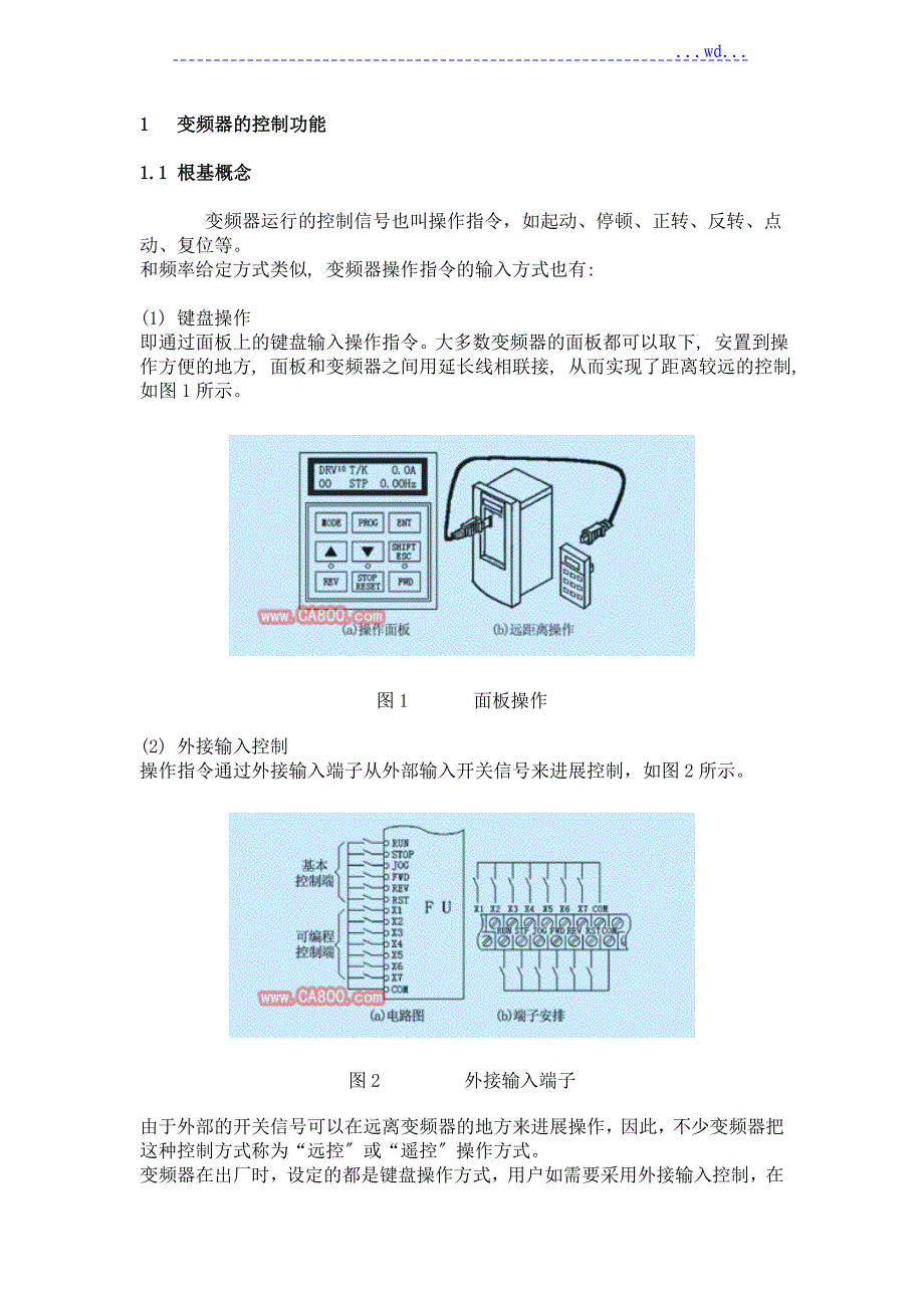 变频器的外接端子和控制功能_第1页