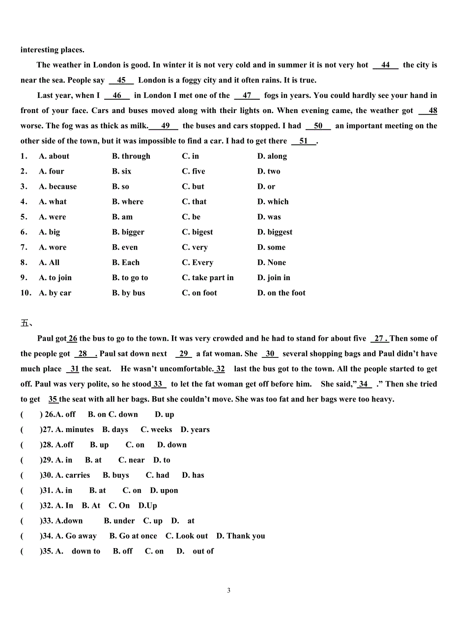 八年级英语15篇完形填空(附答案).doc_第3页