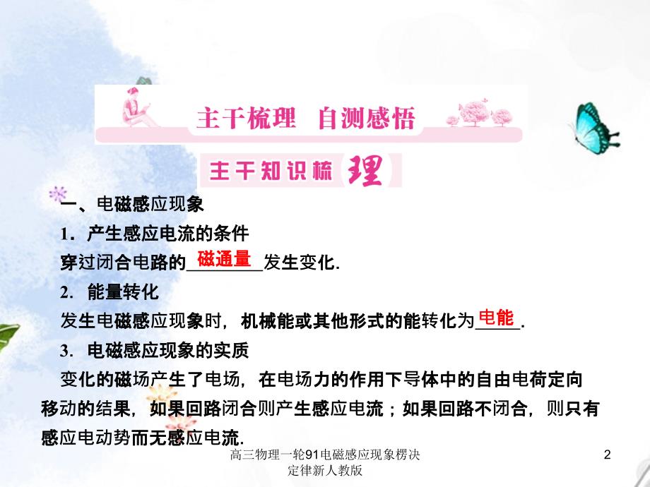 高三物理一轮91电磁感应现象楞决定律新人教版课件_第2页