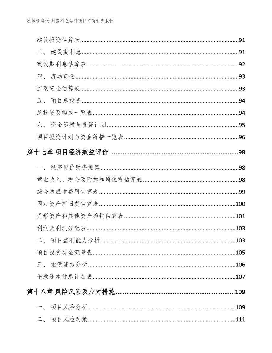 永州塑料色母料项目招商引资报告（模板参考）_第5页