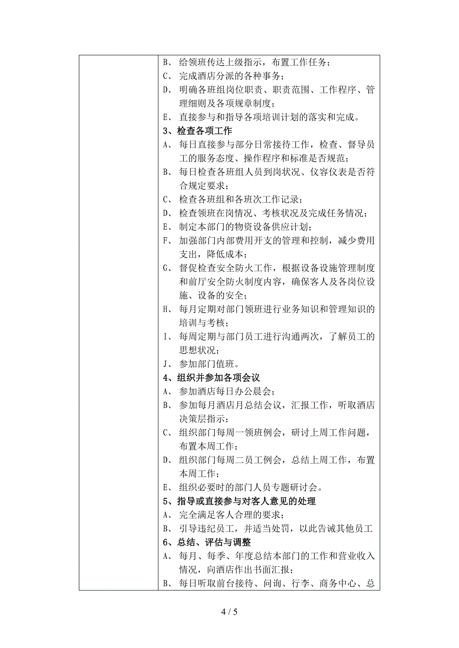 前厅部经理工作说明书_第3页