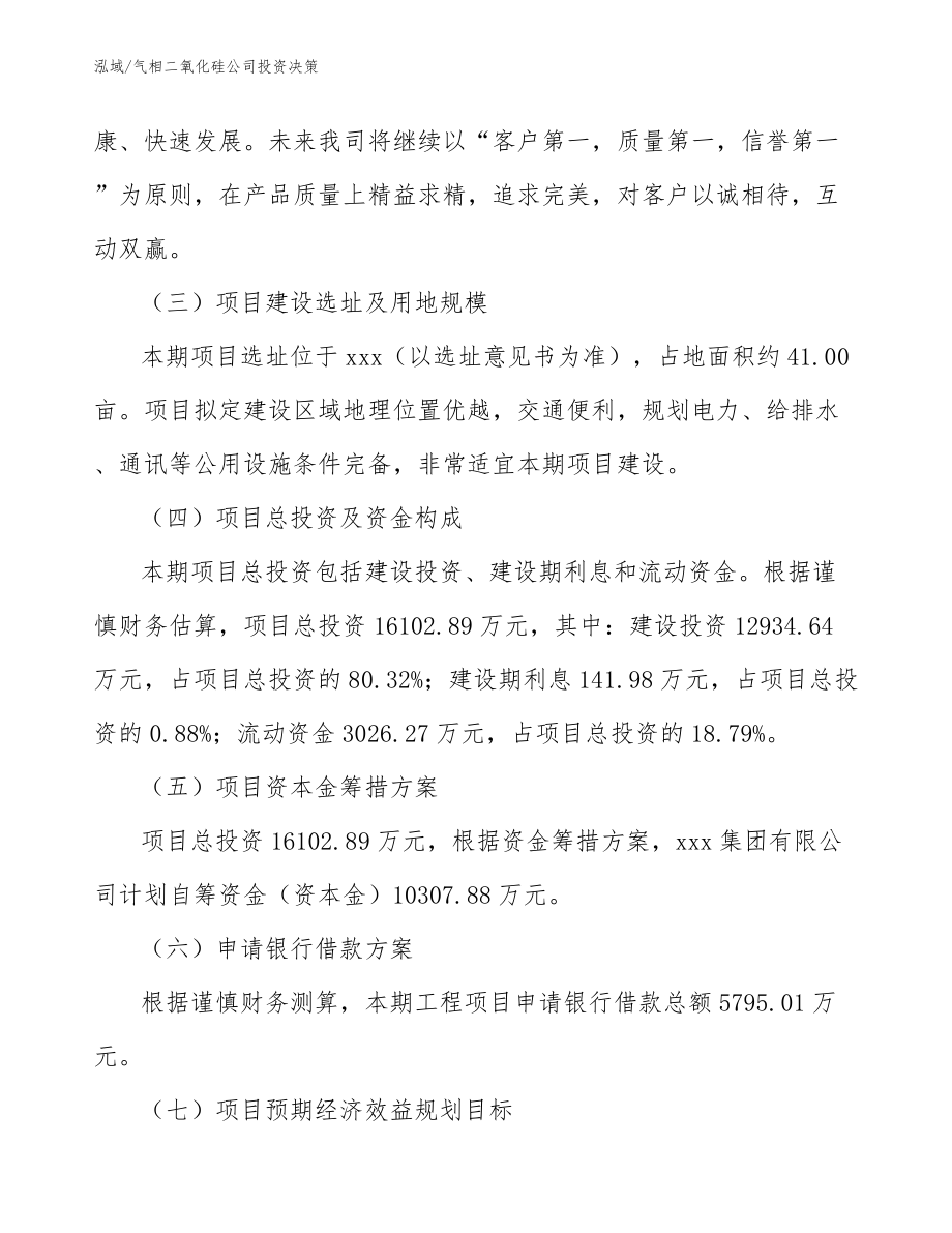 气相二氧化硅公司投资决策_范文_第3页