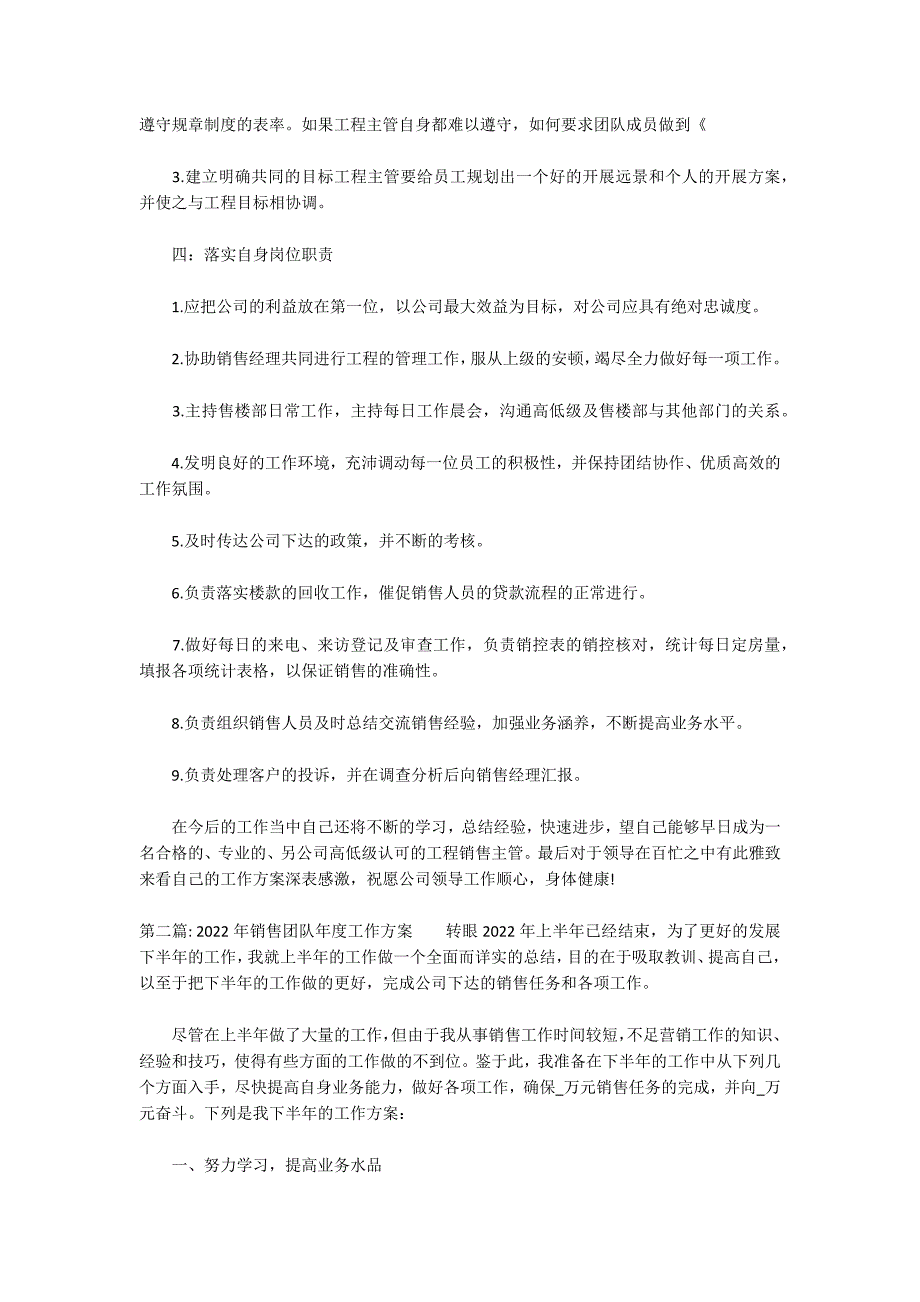 2022年销售团队年度工作计划范文(精选3篇)_第2页