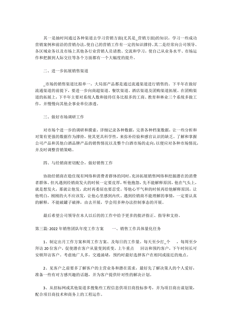 2022年销售团队年度工作计划范文(精选3篇)_第3页