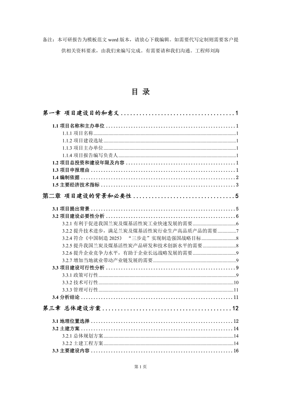 兰炭及煤基活性炭项目建议书写作模板_第2页