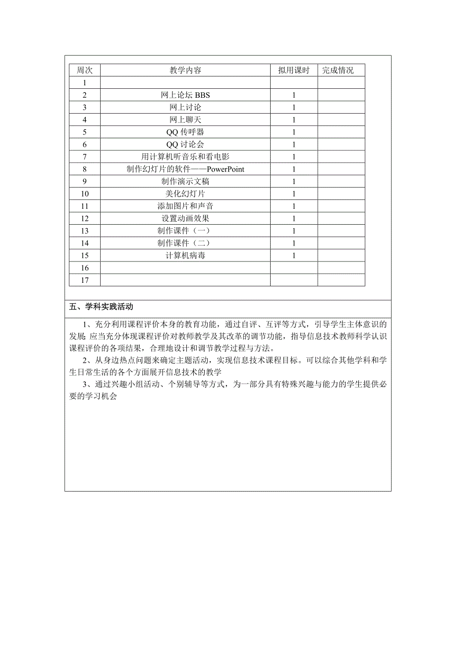 五年级下册信息技术学科教学计划_第2页