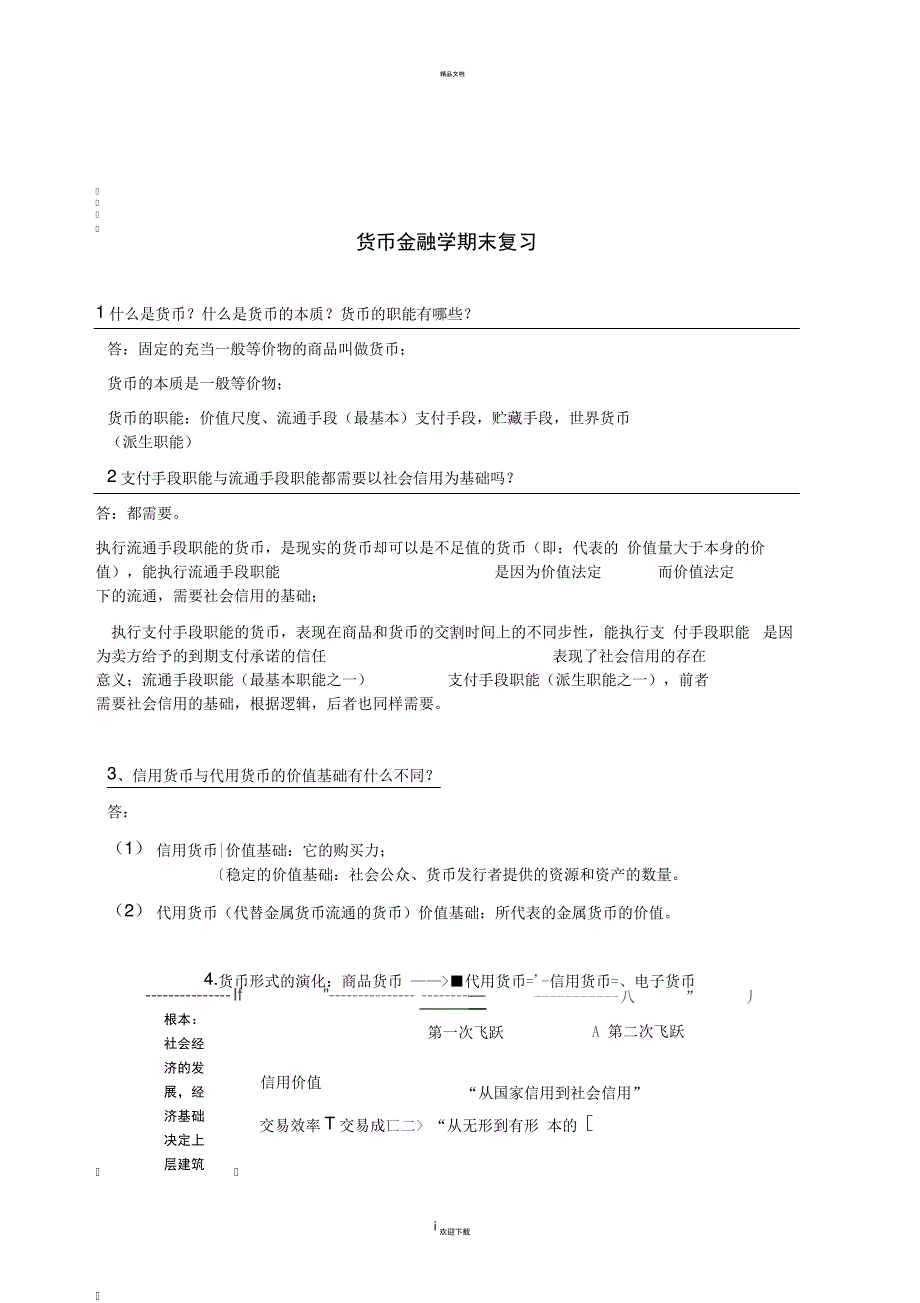 整理的货币金融学的复习资料_第1页