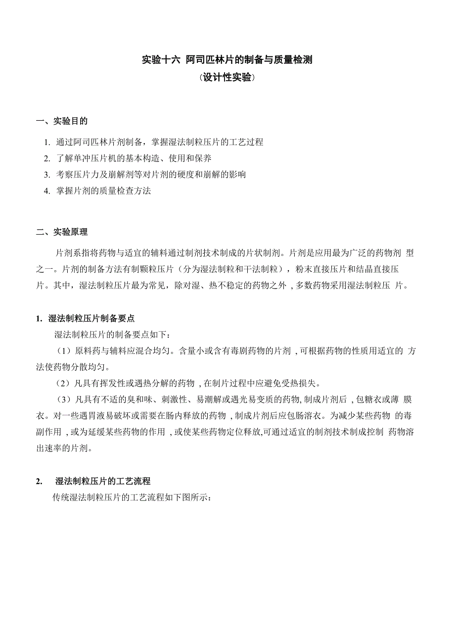 阿司匹林片的制备与质量检测_第1页