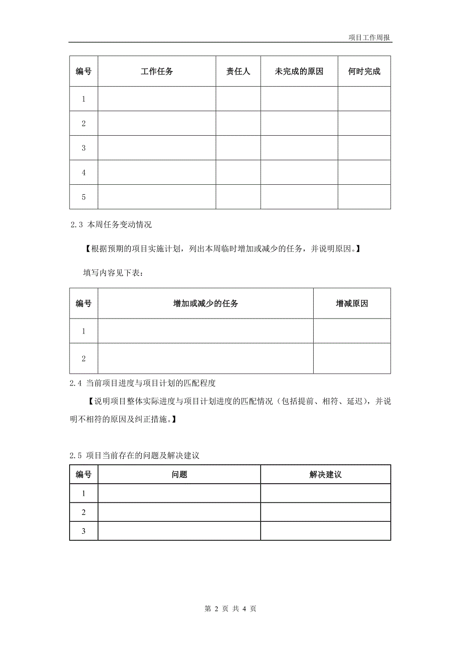 项目工作周报模板.doc_第2页