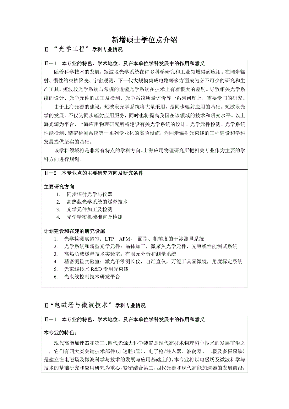Ⅱ “光学工程”学科专业情况.doc_第1页