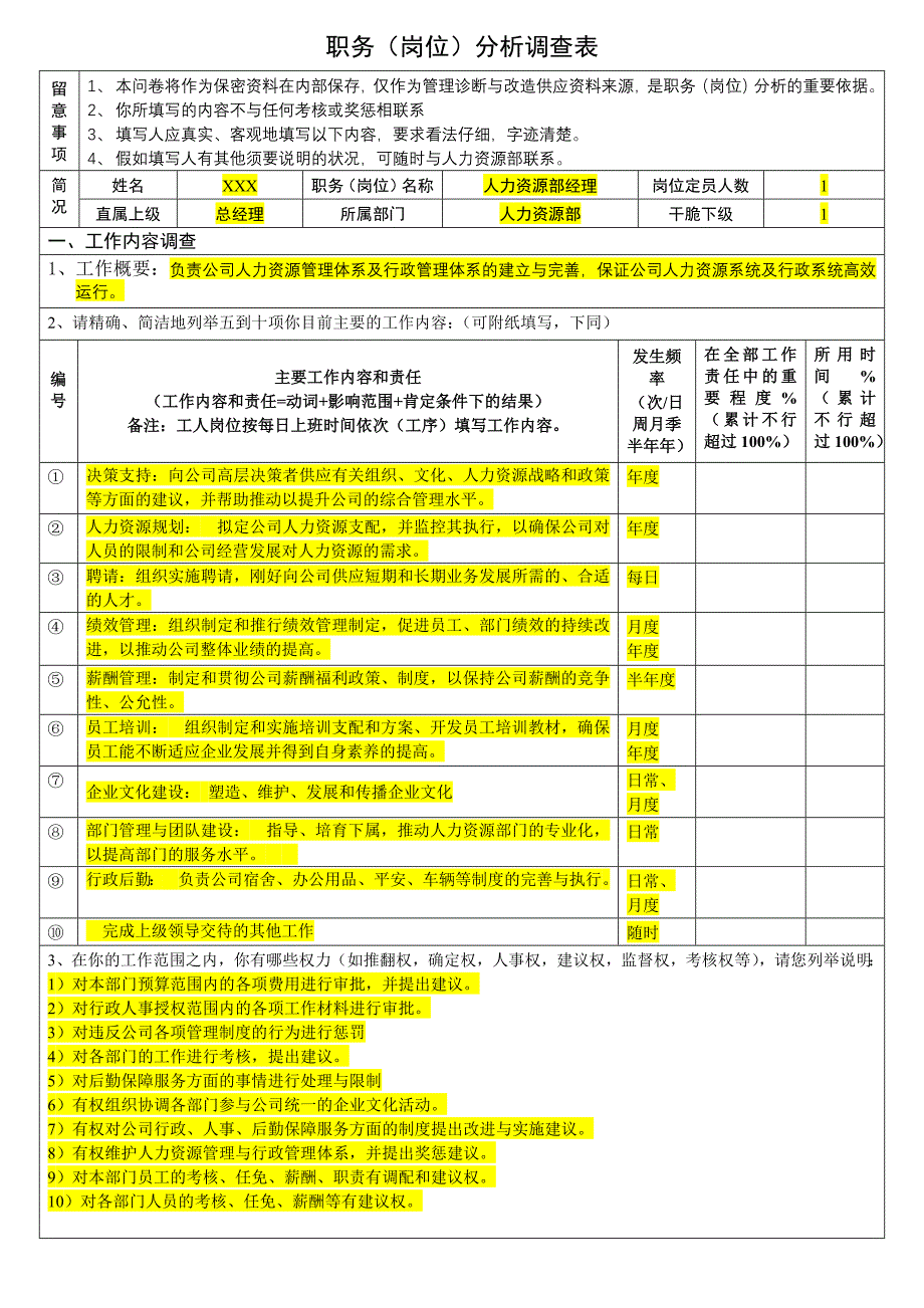 职务调查表(模板)_第1页