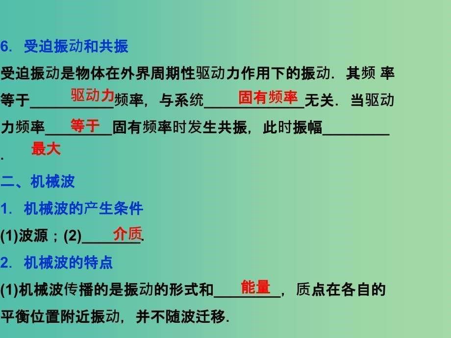 高考物理二轮复习 第一部分 考前复习方略 专题十五 振动与波动 光课件.ppt_第5页