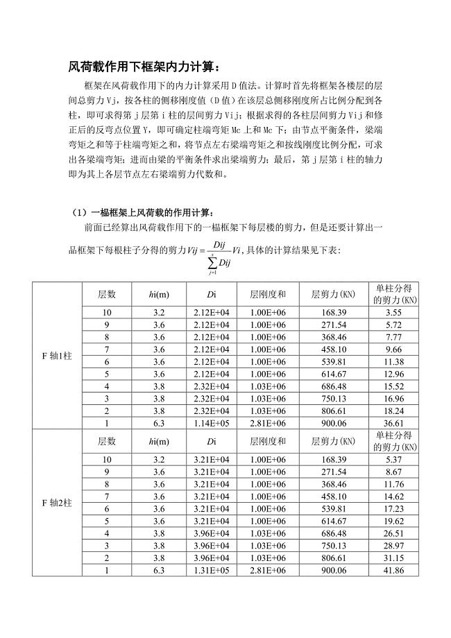 风荷载作用下框架内力计算.doc