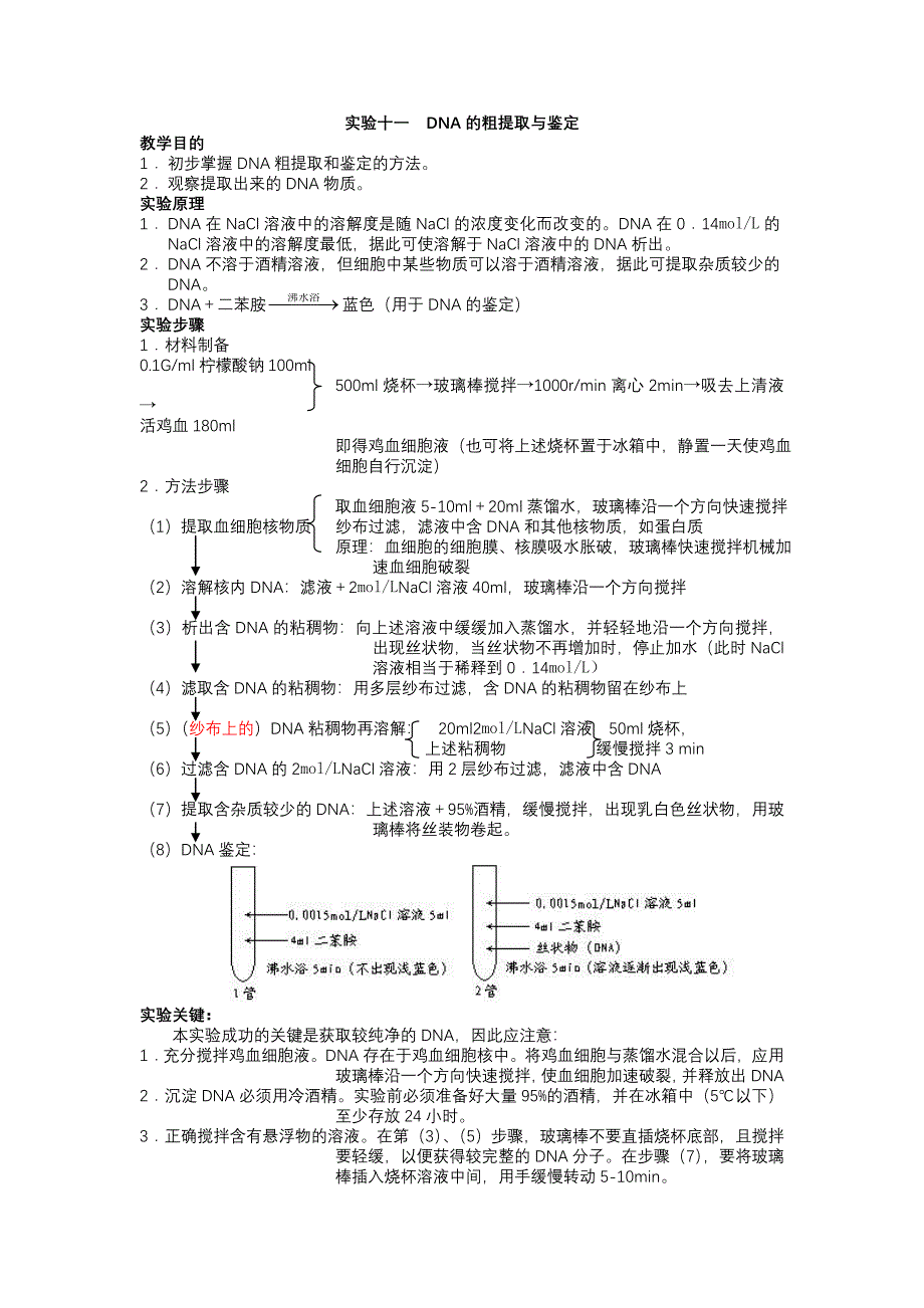 高中生物必修二实验十一__DNA的粗提取与鉴定.doc_第1页