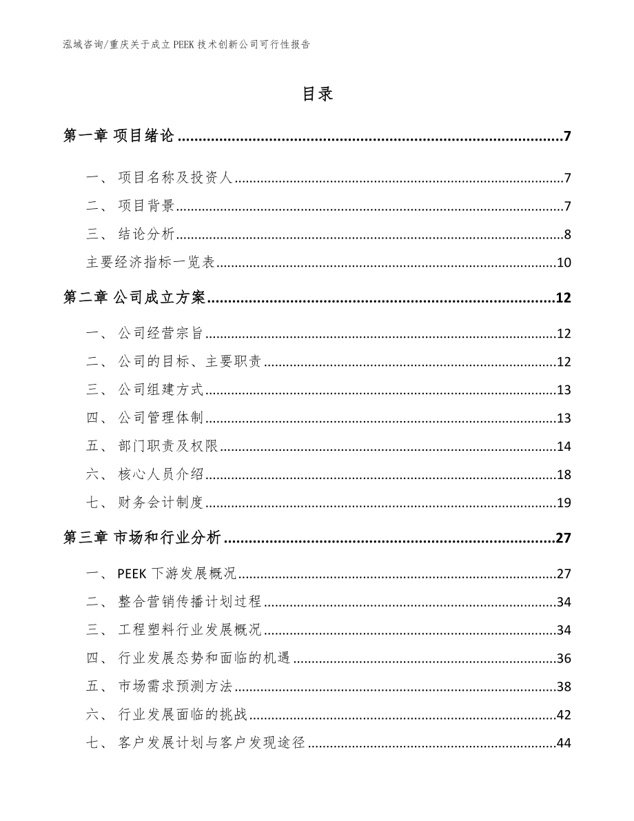 重庆关于成立PEEK技术创新公司可行性报告（参考模板）_第1页