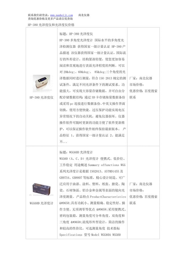 HP-380光泽度仪和光泽度仪价格.doc