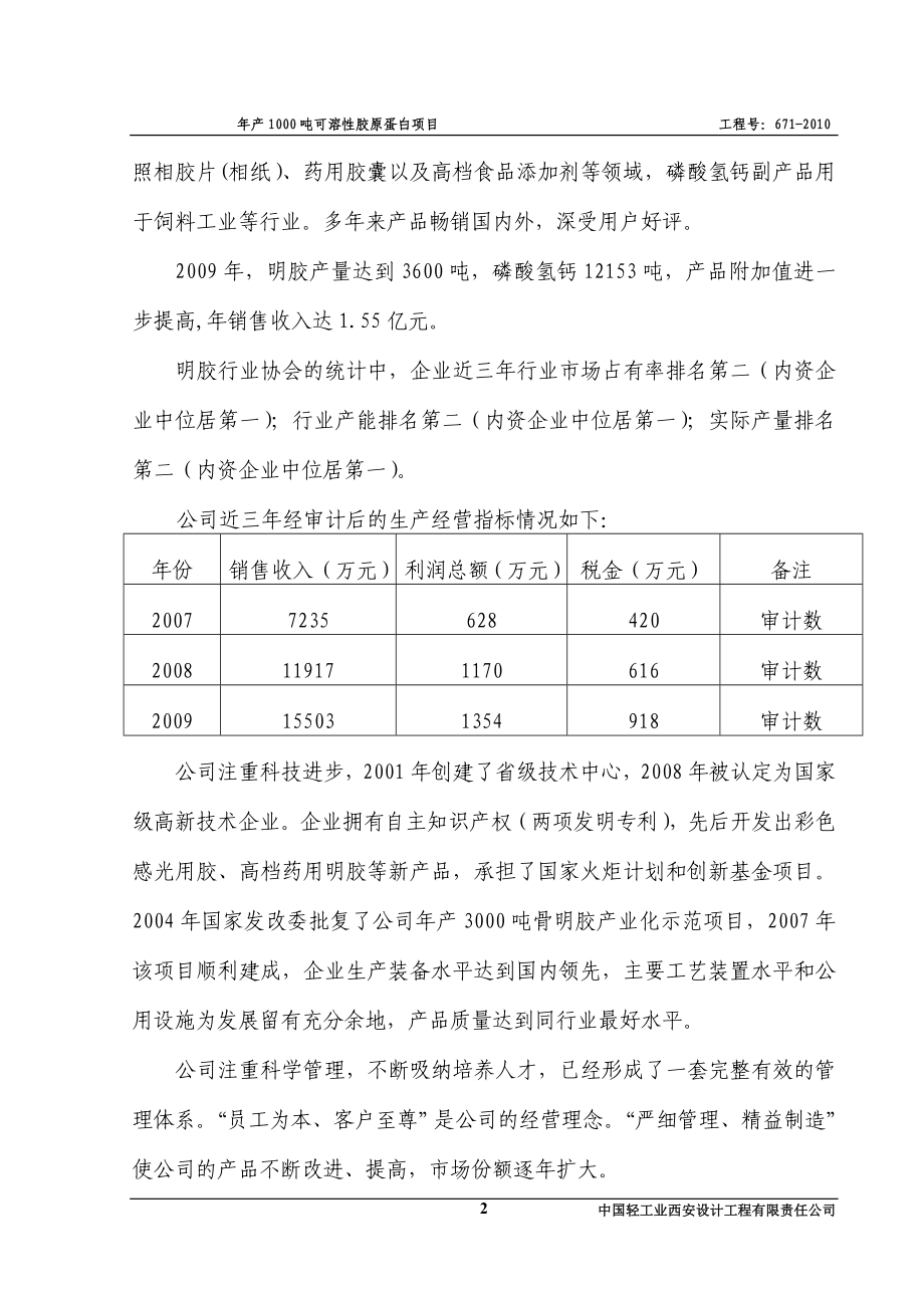 年产1000吨可溶性胶原蛋白项目可行性研究报告_第2页