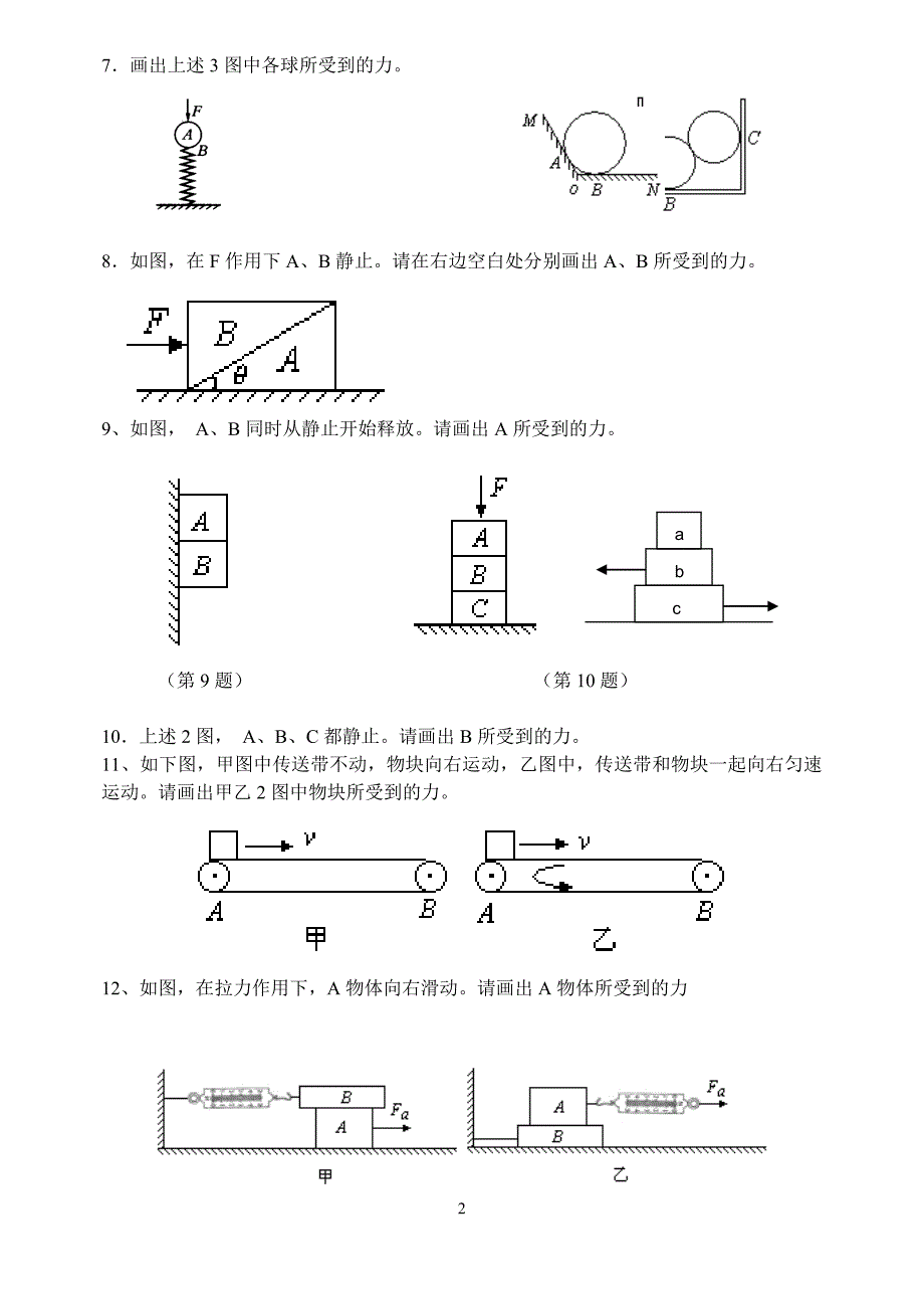 高一物理受力分析画图专题_第2页