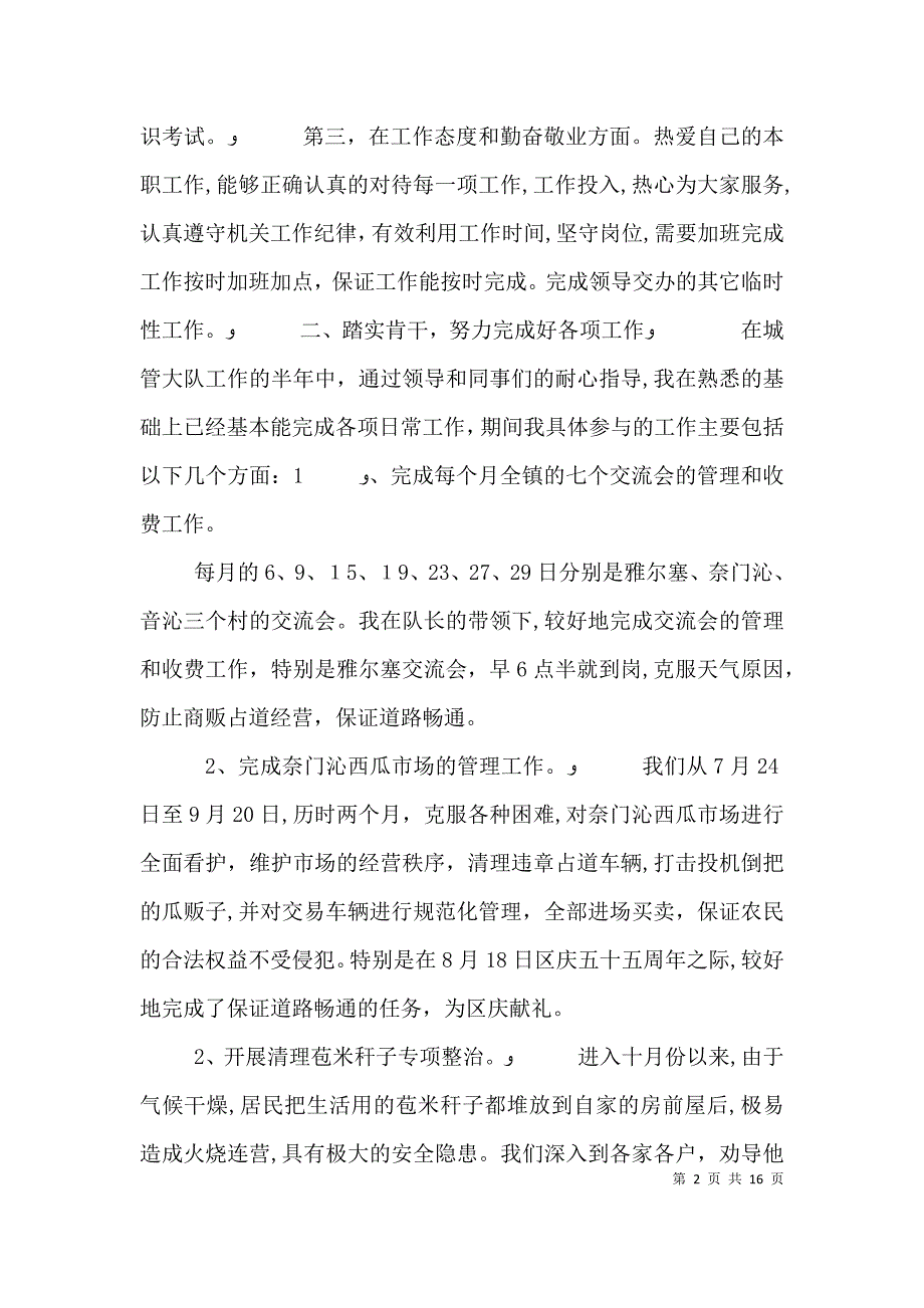 城管个人工作心得范文模板三篇_第2页