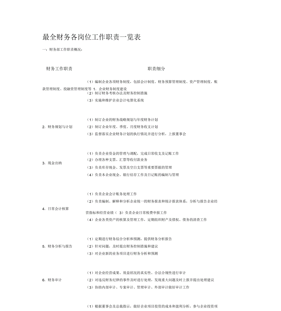 最全财务各岗位工作职责一览表_第1页