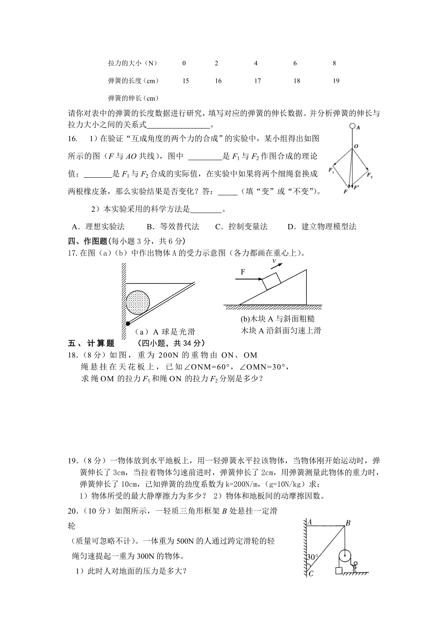 高中物理 相互作用单元测试卷 新人教版必修1_第3页