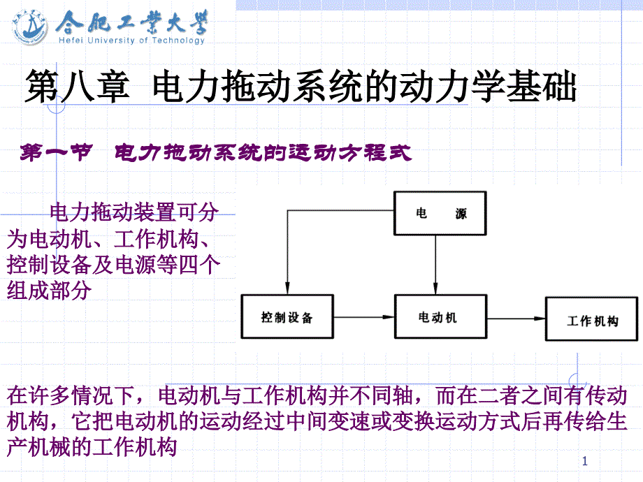 第八章-电力拖动系统的动力学基础ppt课件_第1页