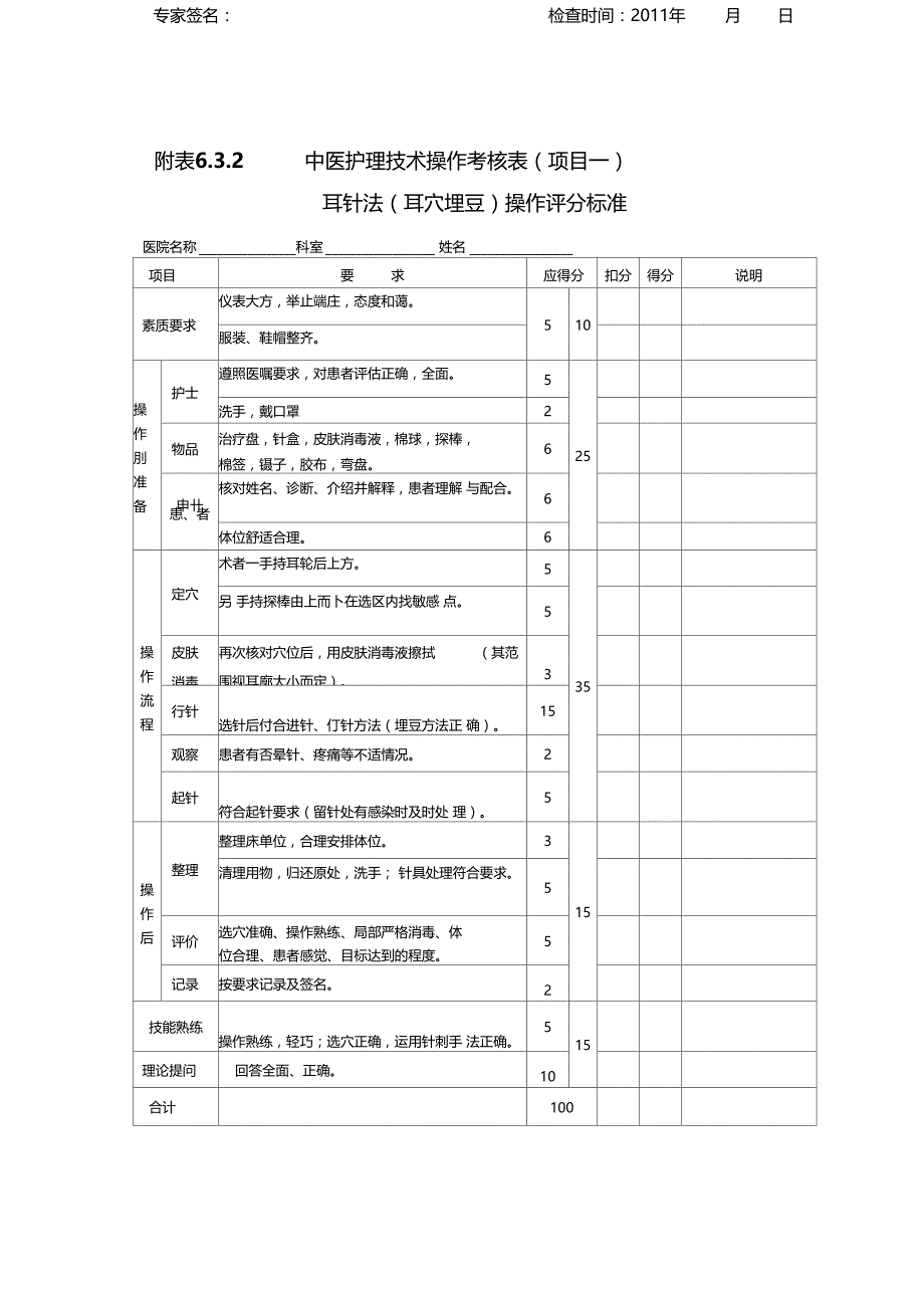 中医护理技术操作考核表八项_第1页