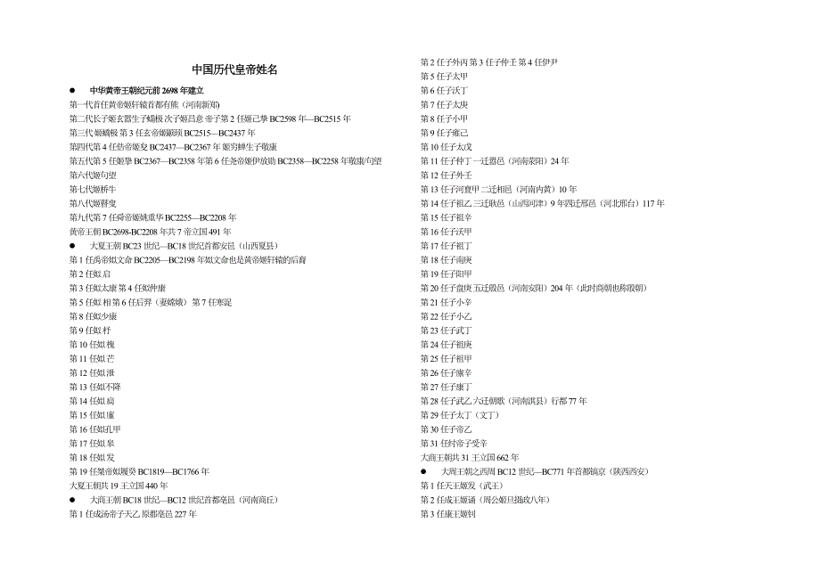 中国历代皇帝-打印.doc_第1页