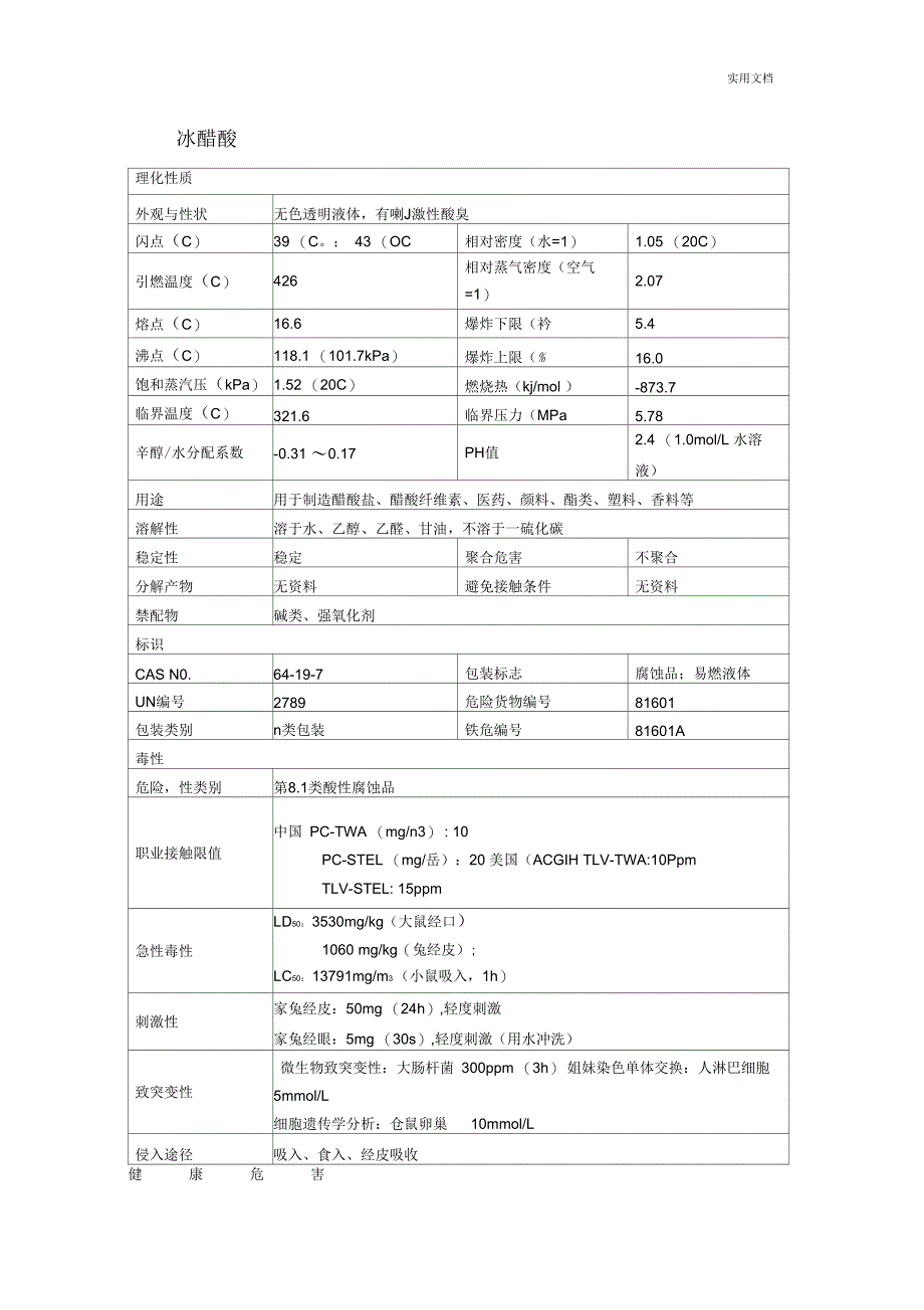 冰醋酸安全技术说明书_第1页
