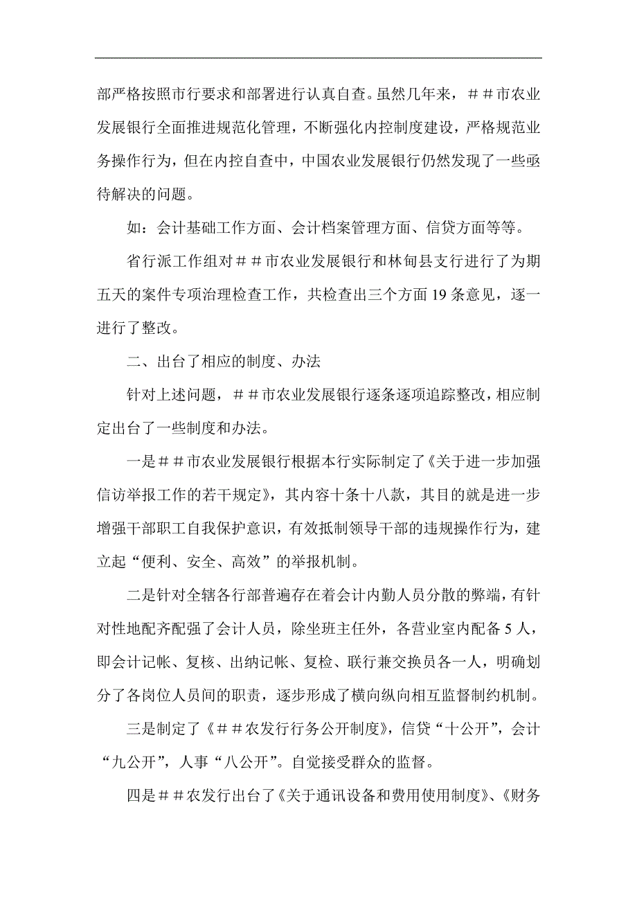 银行支行四项制度自查总结报告_第2页