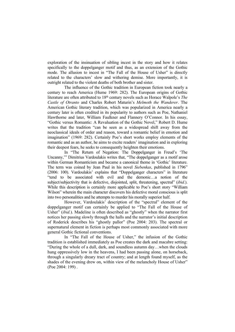 THE SIGNIFICANCE OF INCEST AND THE GOTHIC MOTIF IN EDGAR ALLAN POE’S “THE FALL OF THE HOUSE OF USHER”_第2页