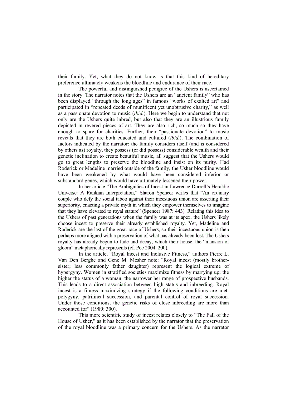 THE SIGNIFICANCE OF INCEST AND THE GOTHIC MOTIF IN EDGAR ALLAN POE’S “THE FALL OF THE HOUSE OF USHER”_第4页