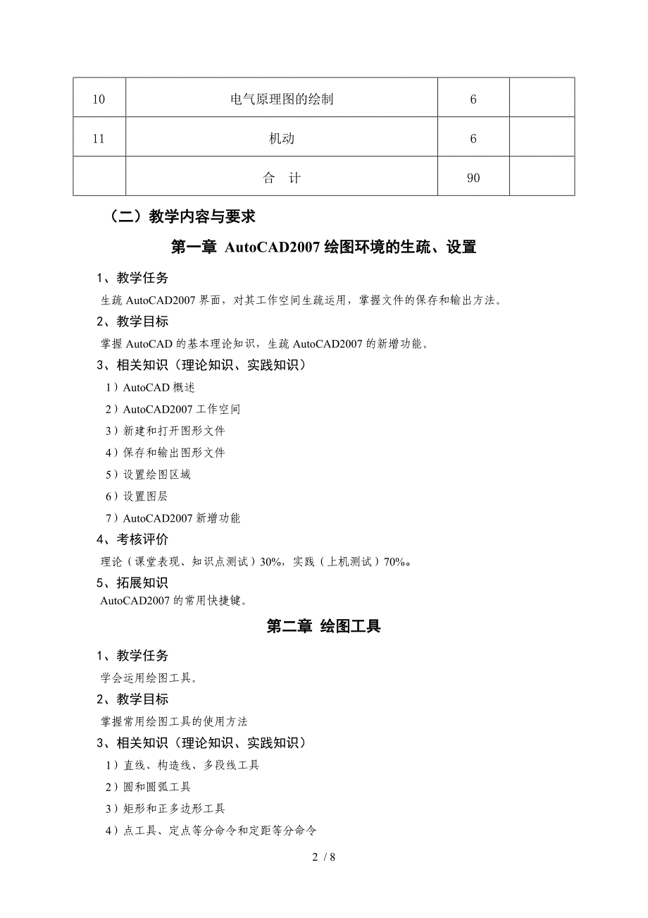 机械及电气工程CAD绘图实训课程标准_第3页