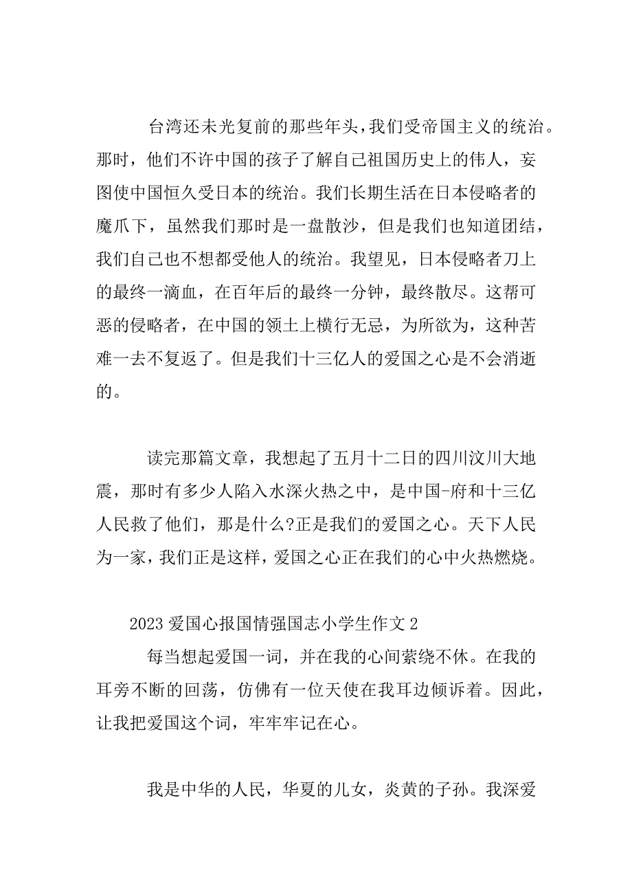 2023年爱国心报国情强国志小学生主题作文大全五篇_第2页