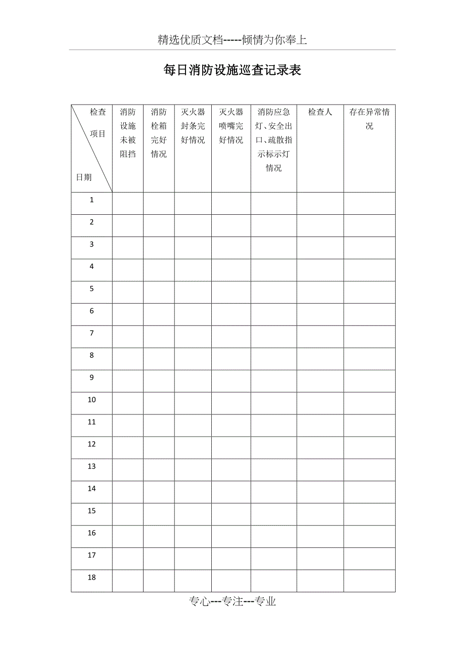 每日消防巡查记录表(共2页)_第1页