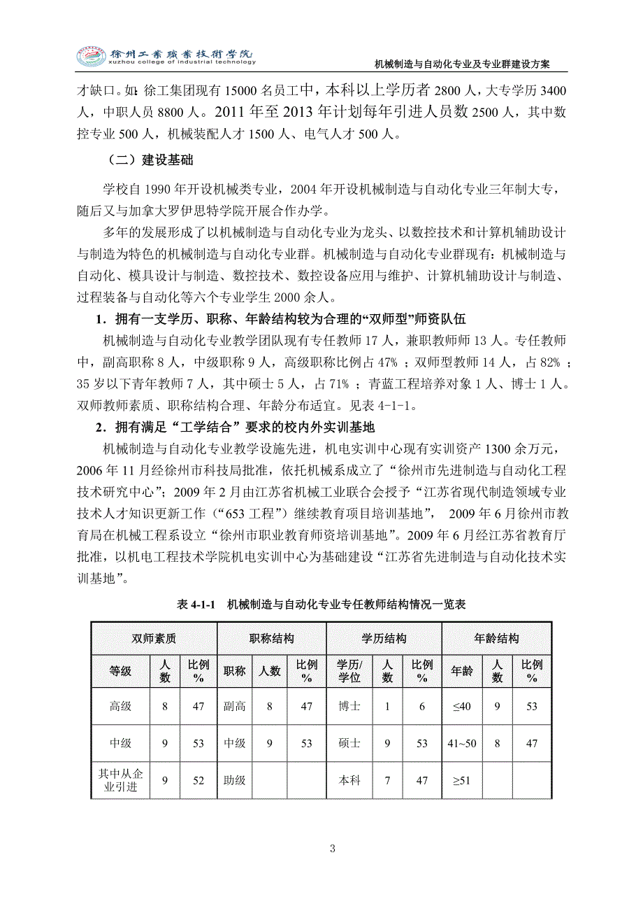 机械制造与自动化专业及专业群建设方案_第3页