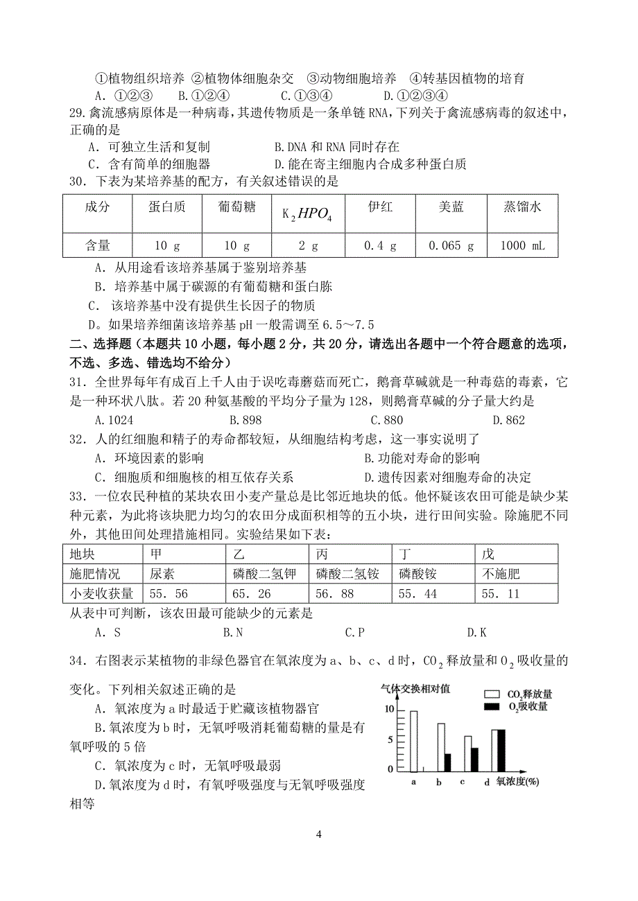 浙江省2006届高三年级第一次联考试卷生物.doc_第4页