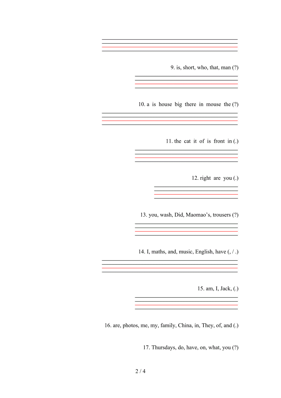 新概念2022年五年级英语下册连词成句全能专项练习_第2页