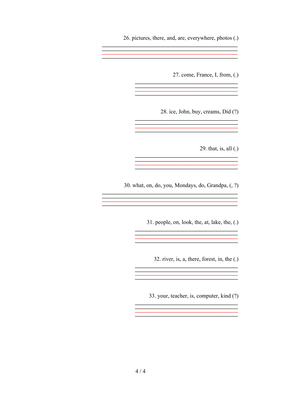 新概念2022年五年级英语下册连词成句全能专项练习_第4页