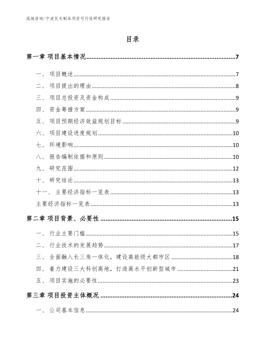 宁波反光制品项目可行性研究报告_第1页