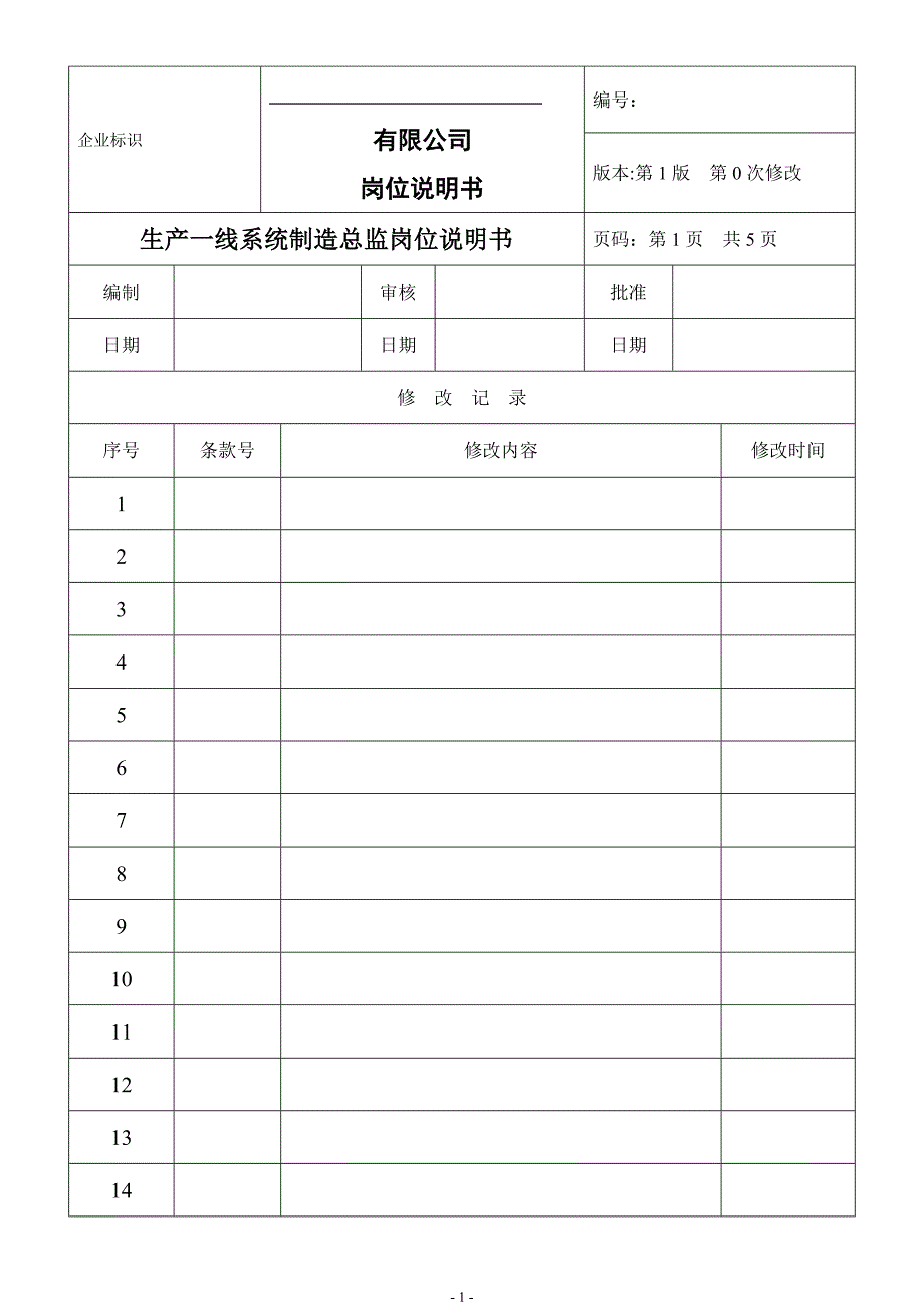 制造总监岗位说明书.doc_第1页