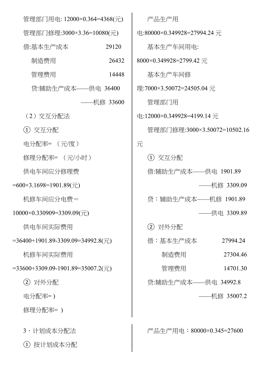 电大成本会计形成性考核册答案_第3页