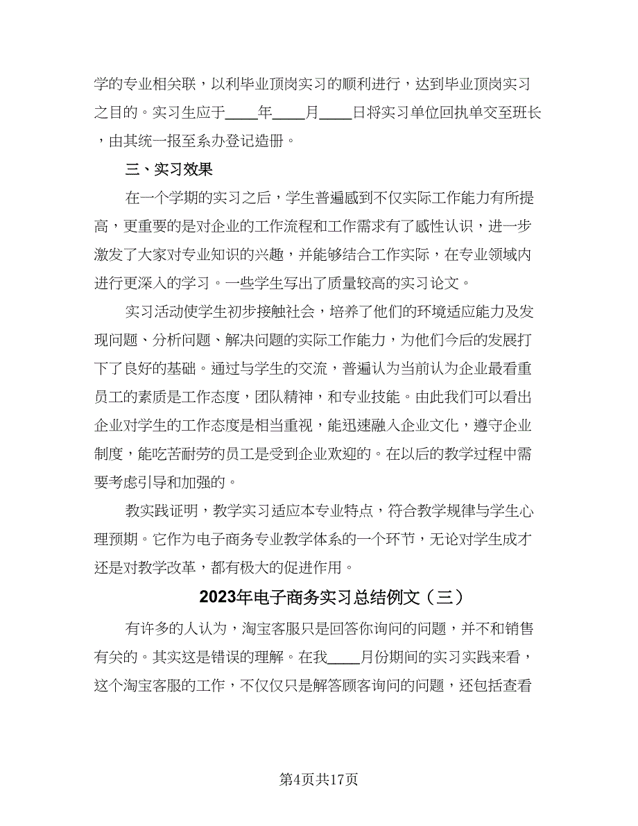 2023年电子商务实习总结例文（九篇）_第4页